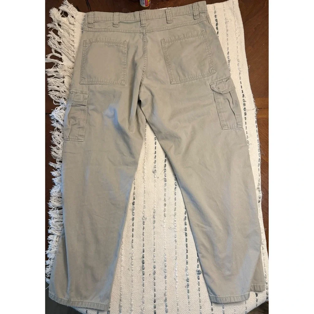 Wrangler Authentics Mens Cargo Pants Khaki Tan Cotton Twill 38x32 70LEWNK